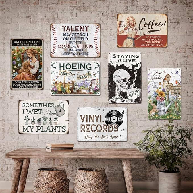 Garden Decor Funny Gardening Gifts-It’s Not Hoarding if It’s Plants Tin Sign for Outside 12"x8"