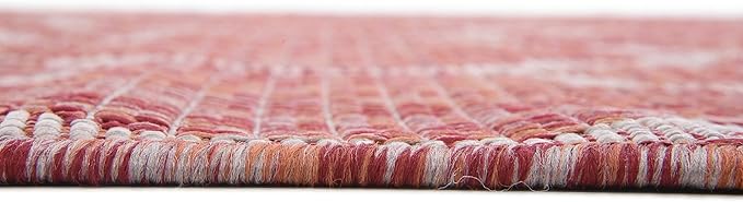 Unique Loom Outdoor Trellis Collection Area Rug (4' 1" x 6' 1" Rectangle, Rust Red/ Ivory)