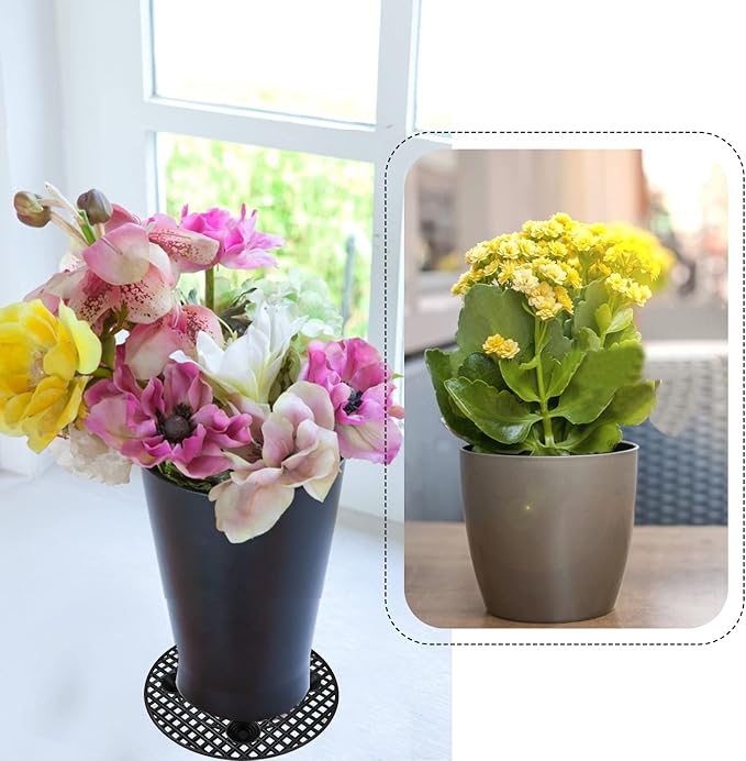 6 Pcs Big Plant Level Pot Elevator 12 Inch Heavy Duty Plant Stands with Saucer for Avoiding Rot on Patio Deck, Plastic Round Planter Pots Elevator for Indoor Outdoor Garden Deck Floor Protector