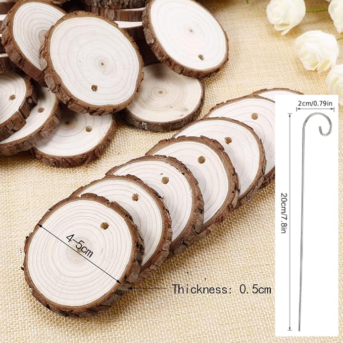 50 Pack Wooden Plant Labels, BetterJonny Natural Wood Garden Markers with Stainless Steel Stake Decorative for Outdoor Waterproof Plant Name Tags Garden Tags