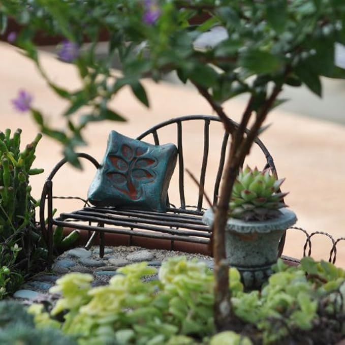G & F Products 10046 Garden Miniature Metal Bench, Silver, 5.5 in L x 1 in D x 2.5 in T