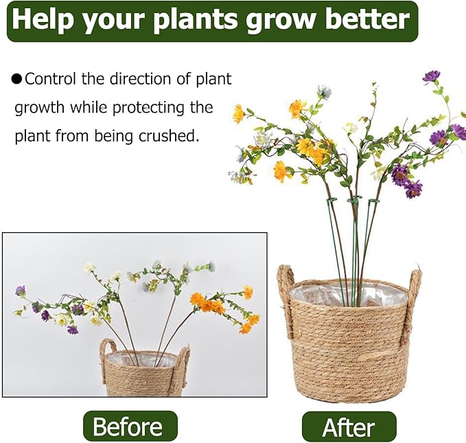 Pack of 30 Small Plant Stakes for Indoor Plants 3 Size 6.7/10.6/14.5/ Inches Single Stem Plant Support Stakes for Phalaenopsis/Orchid Flower/Roses/Chrysanthemum/Succulent(with Clips&Twist Tie)