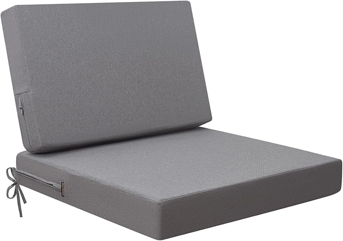 idee-home Outdoor Cushions for Patio Furniture, Outdoor Seat Cushion, Waterproof Couch Hampton Bay Deep Seat Replacement Chair Cushions for Garden Lawn Deck Backyard, 28.5 x 28.5 Grey