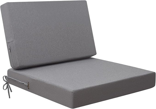 idee-home Outdoor Cushions for Patio Furniture, Outdoor Seat Cushion, Waterproof Couch Hampton Bay Deep Seat Replacement Chair Cushions for Garden Lawn Deck Backyard, 28.5 x 28.5 Grey