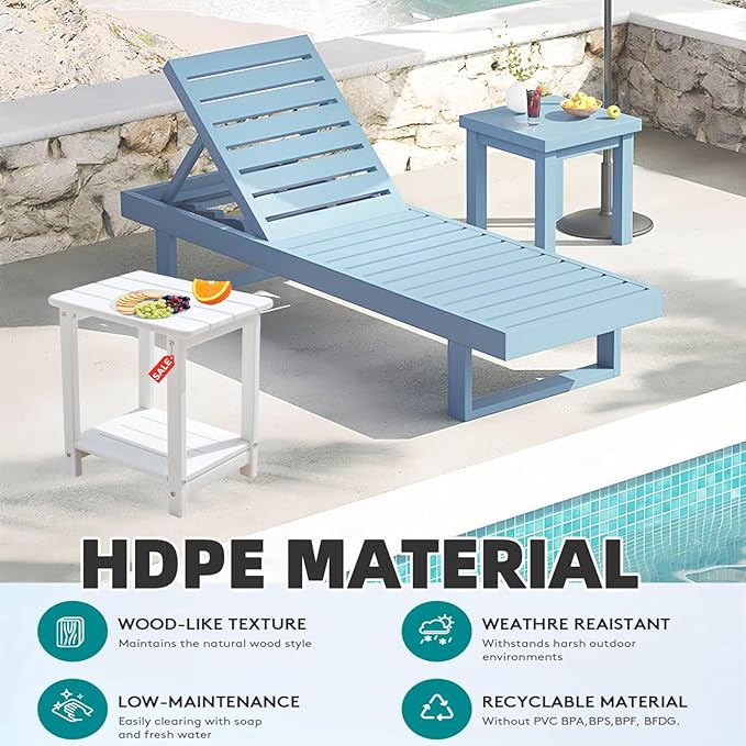 Adirondack Outdoor Side Table Square，2-Tier Patio Side Table with Weatherproof HDPE Material Low Maintenance Furniture for Backyard Poolside Porch Deck Garden