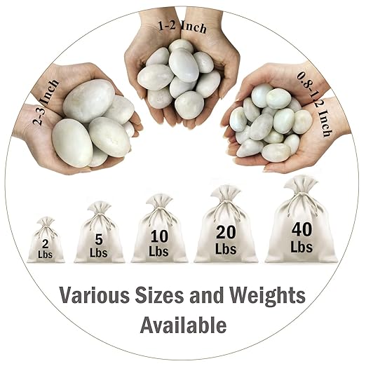 40 lbs White River Rocks for Landscaping, 1-2 Inch Polished Pebbles for Indoor Plants, Decorative White Stones for Plants, Vase, Aquarium, Fish Tank and Garden