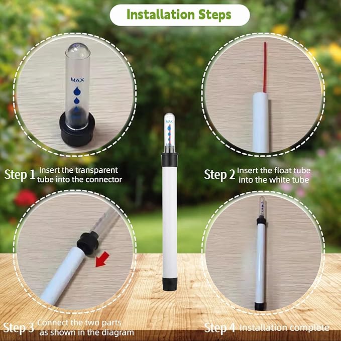 Water Level Gauge - 4 Pack Plant Water Meter for Flower Pots Soil Moisture Indicator No Battery Needed for Garden and Home Use