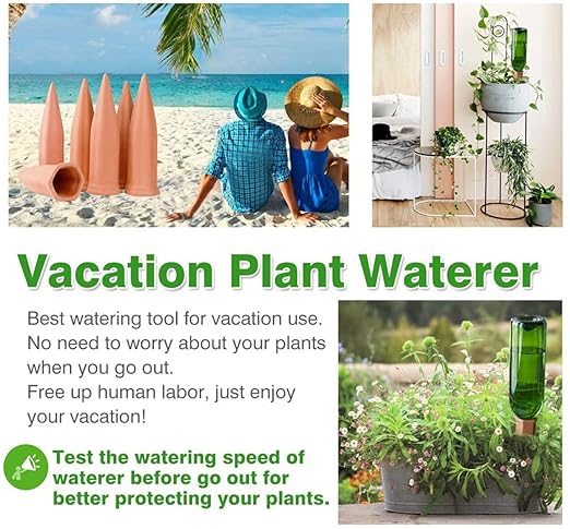 Plant Watering Devices 8 Pack Terracotta Vacation Plant Waterer Wine Bottle Watering Stakes Slow Release Plant Watering Spikes Self Watering Devices for Indoor Outdoor Plants (8)