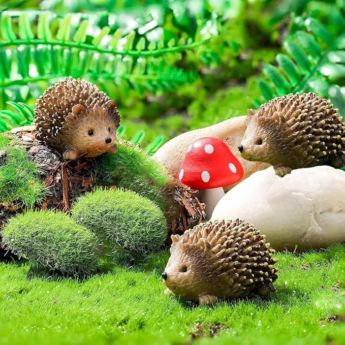 1PCS Miniature Hedgehog Figurines Adorable Garden Statue Decoration Lively Animal Sculpture Hedgehog Ornaments for Home Patio Lawn Outdoor C