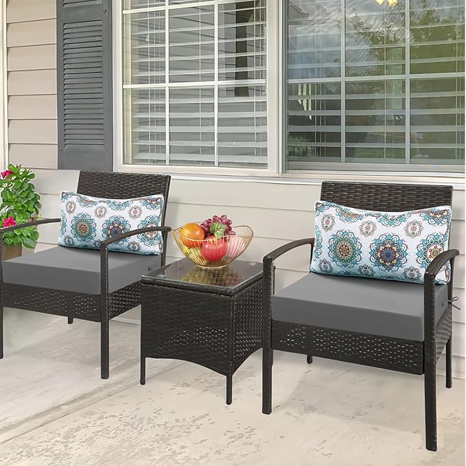 Outdoor Cushions for Patio Furniture, Outdoor Seat and Back Cushion, Waterproof Hampton Bay Deep Seat Replacement Couch Cushions for Lawn Garden, 26.5x26.5 Inch