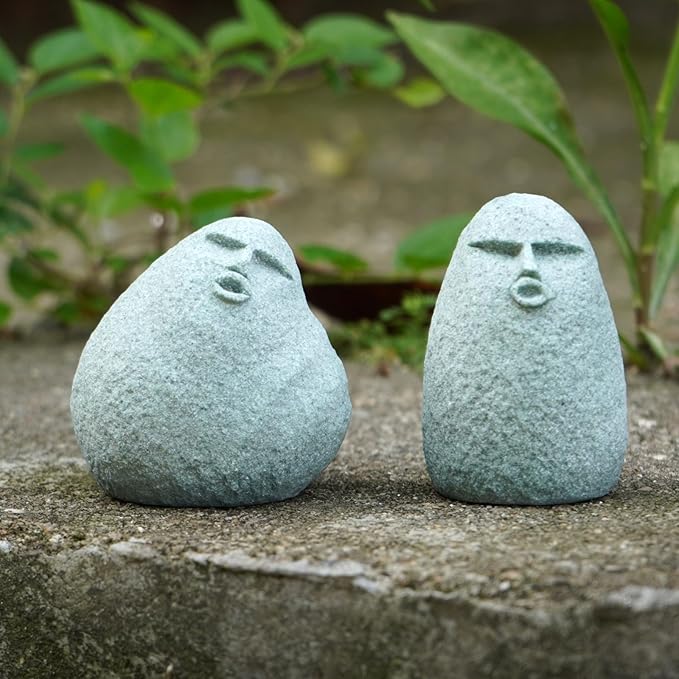 Cute Stone Primitive Man Figurine: Funny Stoneman Statue for Outdoor Decor, Carving Face Garden Home Decoration Fish Tank Ornament - Stone Man C