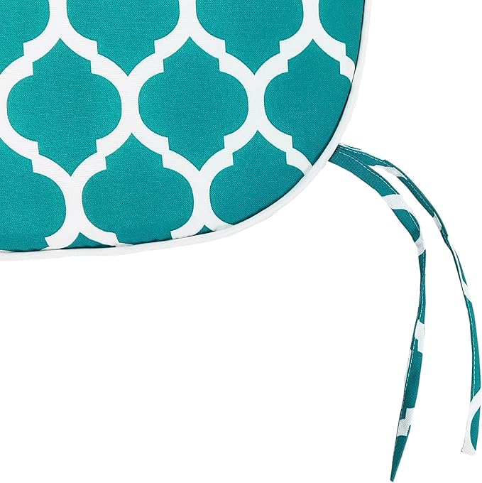 SleepMan Outdoor 17"x16" Chair Cushions with Ties Set of 4, Water Resistant All Weather U-Shape Seat Pads for Patio Garden Furniture Indoor Fade Resistant Patio Cushions (Aqua Plaid)