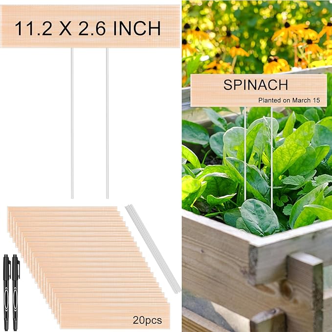 20 Set Jumbo Outdoor Plant Label Stakes 14.6" TALL Waterproof Plant Markers Nursery Garden Markers with Marker Pen to Easily Locate and Identify All Your Plants, FLowers, Herbs and Vegetables