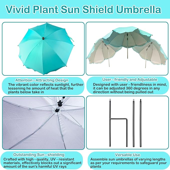 Plant Umbrellas for Outdoor Plants, Adjustable Garden Shade Umbrella Larger Size Plants Shade Cover Umbrella Sun Protection for Potted Plants Garden Beds from Direct Sunlight