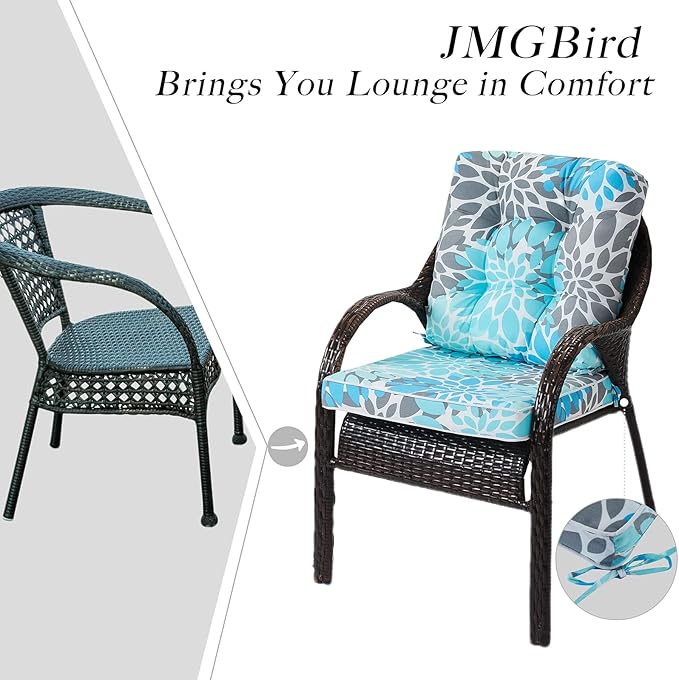 JMGBird Outdoor Seat/Back Chair Cushion Tufted Pillow, Indoor Deep Seat Chair Cushion Set 19"x19"