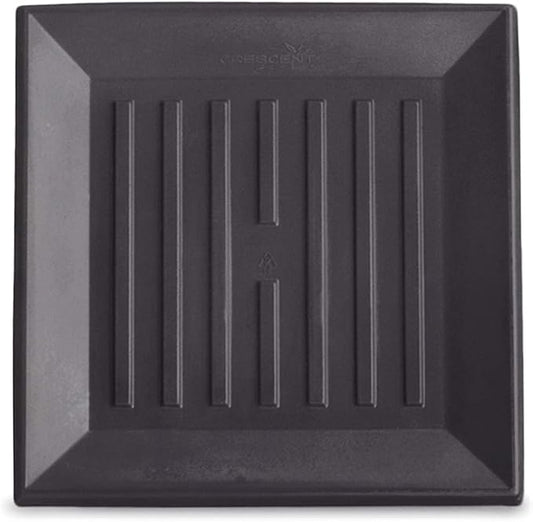 Crescent Garden Universal Square Plant Saucer, Durable Plant Tray for Square Planter, Heavy-Duty Plastic Drainage Dish, Indoor/Outdoor Flowerpot Saucer - 9'' Inner x 12.5" Outer (Old Bronze)