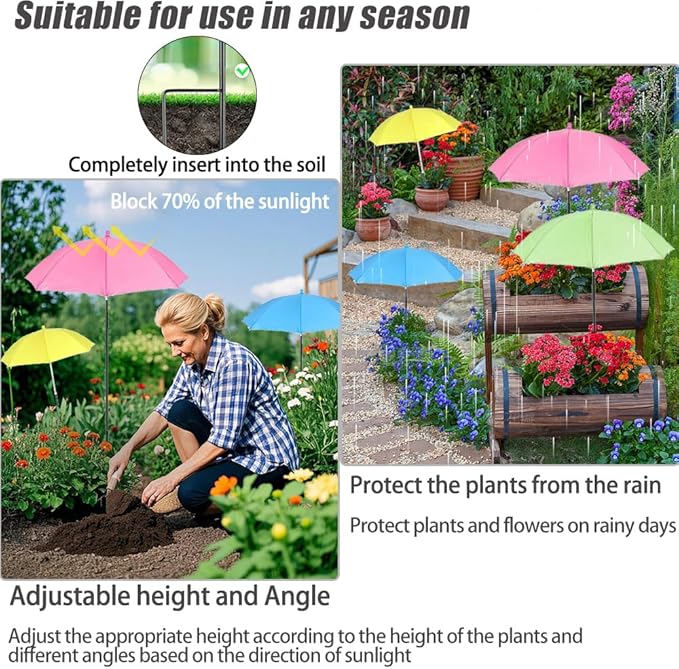 Plant Umbrellas for Outdoor Plants, Garden Beds and Umbrella Shade for Potted Plant, Adjustable Height Provides Shade Cloth for Plants to Protect Their Flowers from Intense Sunlight and Rain(18.8 inches to 35.58 inches)