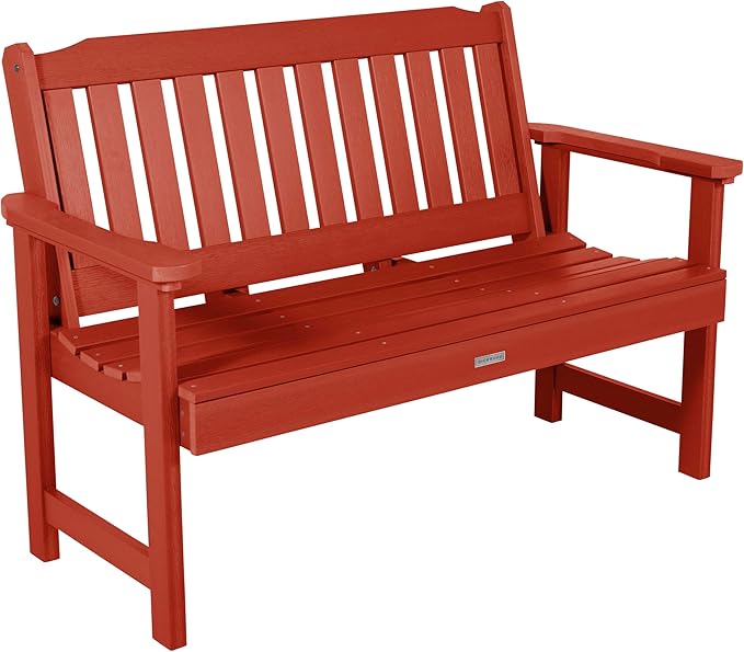 highwood Lehigh Garden Bench, 4 Feet, Rustic Red