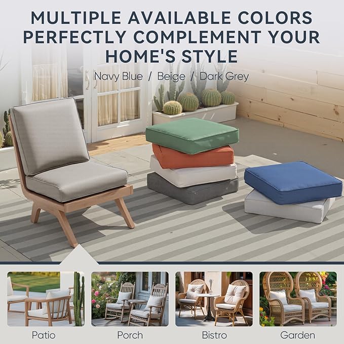 Patio Chair Cushions 5 Packs - Outside 22x24 High Back Water-Resistant Cushion with Zipper Cover for Outdoor Glider Rocking Chairs Loveseat 3-seat Couch Sofa – Beige/Regular