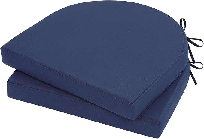 Topotdor Outdoor Chair Cushions Set of 2, 18"x18"x2" Waterproof Patio Chair Cushions for Outdoor Furniture, Round Corner Outdoor Seat Cushions Color Fastness Chair Pads with Ties, Royal Blue
