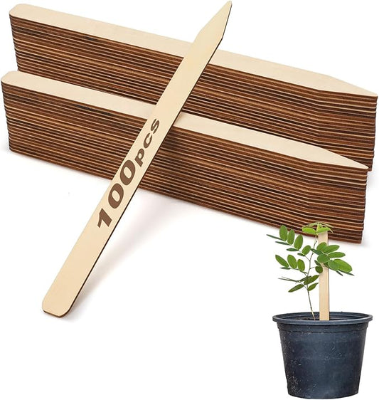 Weysat 100 Pcs 12" Wood Plant Labels for Field or Containers Plant Tags Wood Garden Labels for Seedling Stakes Markers Nursery Seed Tags with Smooth Surface for Pot Herbs Flowers Vegetables (Natural)