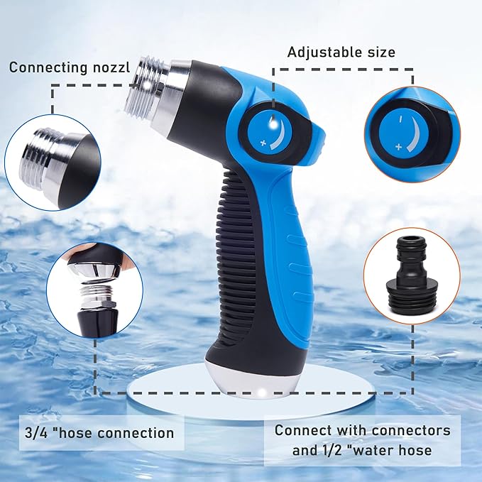 Foam Gun Car Wash Sprayer with Washing Sponge & Absorbent Towel, Foam Cannon Car Washing Kit, 1/2” Connector for Garden Hose, for Car/Garden Cleaning (BLUE)