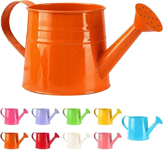 Watering Can Gardening Tool Accessories, Sprinkling Can 1L Metal Flower Garden Watering Can for Outdoor Indoor Plants Lawn Garden (Orange)
