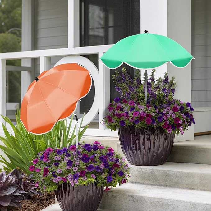23.6" Adjustable Garden Umbrella Shade for Outdoor Use, Potted Greenery & Garden Beds – Angle-Adjustable Sun Protection