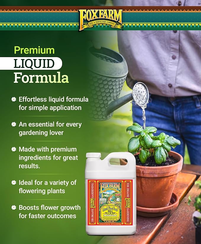 FoxFarm - Big Bloom Plant Food, Liquid Fertilizer Concentrate for Flowers, Fruits, and Vegetables, All Purpose Plant Fertilizer for Indoor & Outdoor Potted Plants, NPK 0-0.5-0.7 (2.5 Gallon)