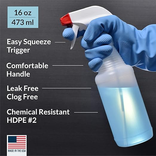 Pinnacle Mercantile Plastic Spray Bottles Leak Proof Technology Empty 16 oz Value Pack of 152 Made In USA