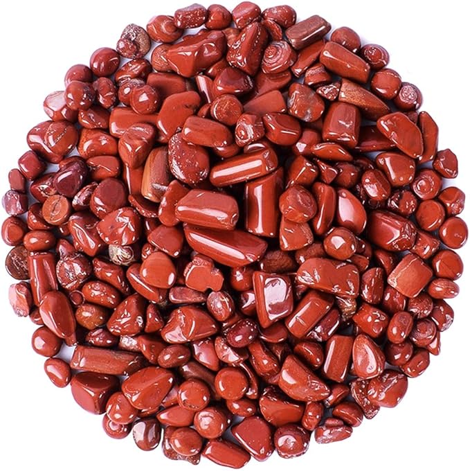 IMALY Red Jasper Tumbled Chips Stone Polished Crushed Healing Crystal Quartz Pieces Irregular Shaped Stones for Home Decorative Stones Vases Plants Succulents 0.5lb