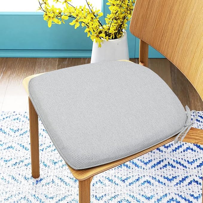 Magpie Fabrics 17"x16"x2" U-Shape Chair Cushions with Ties 4 Count, Outdoor Indoor Waterproof All Weather Seat Pads Decoration for Patio Garden Dining Office - Light Gray