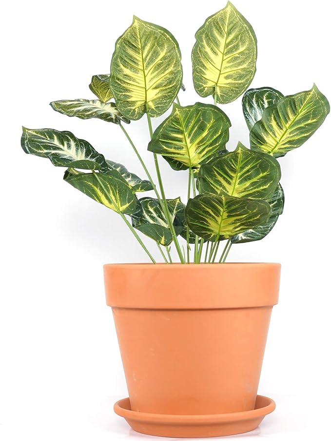 Yishang 11 Inch Terracotta Pot Saucer - 2pcs Large Round Clay Plant Tray with Drainage Hole, Perfect for 10/11/12 Inch Flower Pot, Indoor/Outdoor