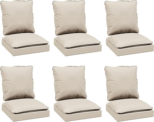 Joyside Outdoor Chair Cushions Set, 24x24 Inch Smile Patio Furniture Cushions, 6’’ Thick, Double-Layer, Water Resistant & Fade Resistant, Outdoor Replacement Cushions for Seat and Sofa