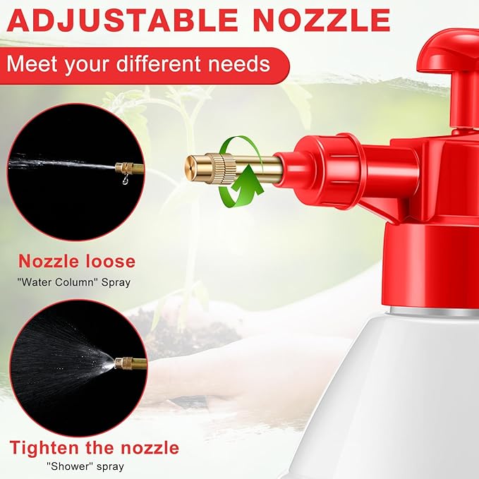 2 Pcs50 oz Handheld Pump Spray Bottle Garden Mister Spray Bottles Lawn Pressure Hand Pump Sprayer with Adjustable Nozzle for Chemicals Watering Weeds Plants and Cleaning (Red)