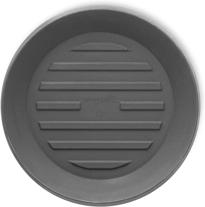 Crescent Garden Universal Round Planter Saucer, Durable Drainage Dish for Plant Pots, Heavy-Duty Plant Dishes Saucer, Indoor & Outdoor Plant Trays - Slate (13 inch Inner, 18 inch Outer Diameter)