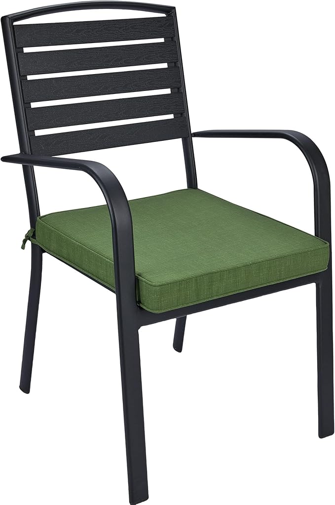 FUNHOME Indoor/Outdoor Chair Cushions Set of 2, 18 x 18 x 2.5 Inch Square Corner Outdoor Cushions for Patio Furniture,2 Packs Patio Chair Cushions with Ties-Moss Green