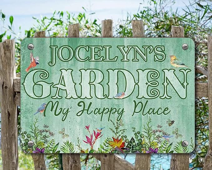 Custom Metal Signs with Name Made in USA Personalized Vintage Garden Sign Waterproof Vintage Decorative Metal Print for Wall Decor Customized Home Garden Ideas Gifts Artwork Prints for Yard Ourdoor