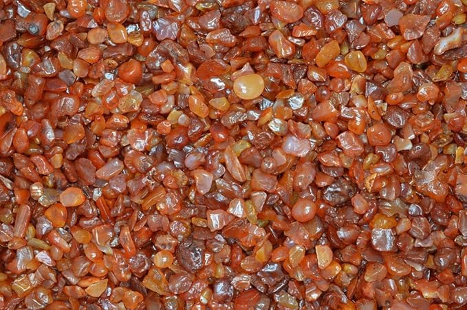 IMALY Red Agate Tumbled Chips Stone Polished Crushed Healing Crystal Quartz Pieces Irregular Shaped Stones for Home Decorative Stones Vases Plants Succulents 0.5lb