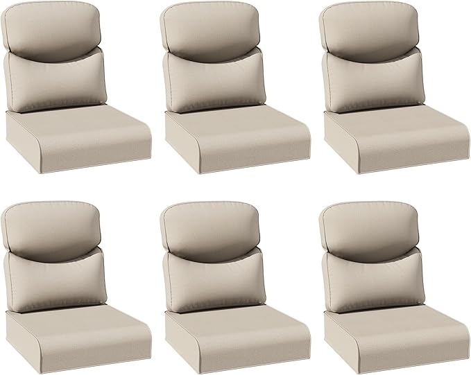 Joyside Outdoor Chair Cushions Set, 24x24 Inch Smile Patio Furniture Cushions, 6’’ Thick, Water Resistant & Fade Resistant, Outdoor Replacement Cushions for Seat and Sofa