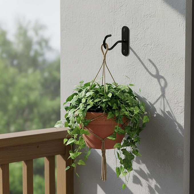 Ceiling Hooks for Hanging Plants, Black Metal Wall Plant Hooks for Plants,Lights,Planters,Lanterns,Hanging Bird Feeders,Wind Chimes, Indoor&Outdoor