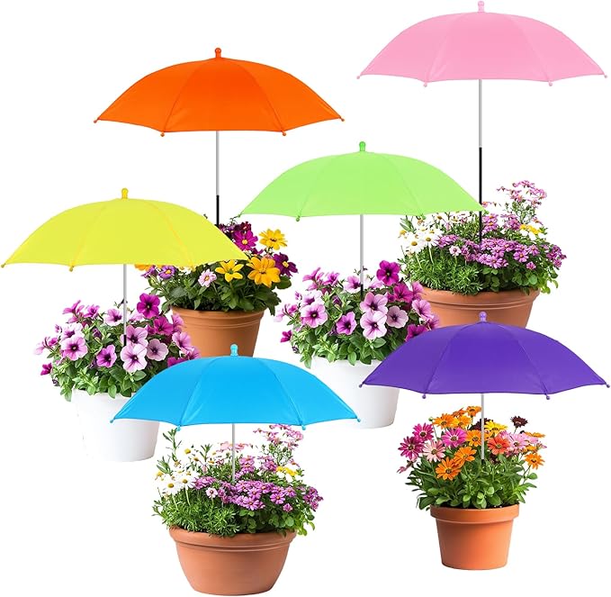 JarThenaAMCS 6Pcs Plant Umbrellas for Outdoor Plants Garden Beds Potted Plant Sun Shade Umbrella