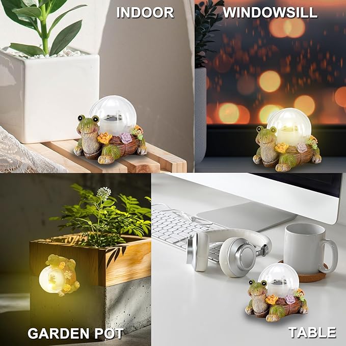 Mini Solar Turtle Statue Lights for Garden Decor with LED Outdoor Figurine Lighting Resin Succulent Tortoise Decorations for Patio Lawn Yard Home Valentine Mom Wowen Gifts