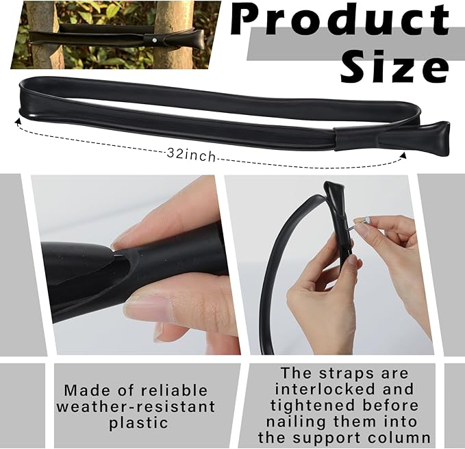 12 Pack 32 Inch Tree Ties with Complimentary Nail Universal Tree Ties Self Locking Straps Includes Nail for Landscaper Gardener Garden Accessories