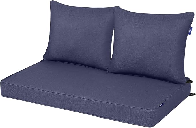 Outdoor Loveseat Cushion Set 44'' x 24'', Outdoor Cushions for Patio Furniture with Fastness Cover, Water Repellent Outdoor Seat Cushion and Couch Back Cushions for Bench, and Swing (Blue Grey)
