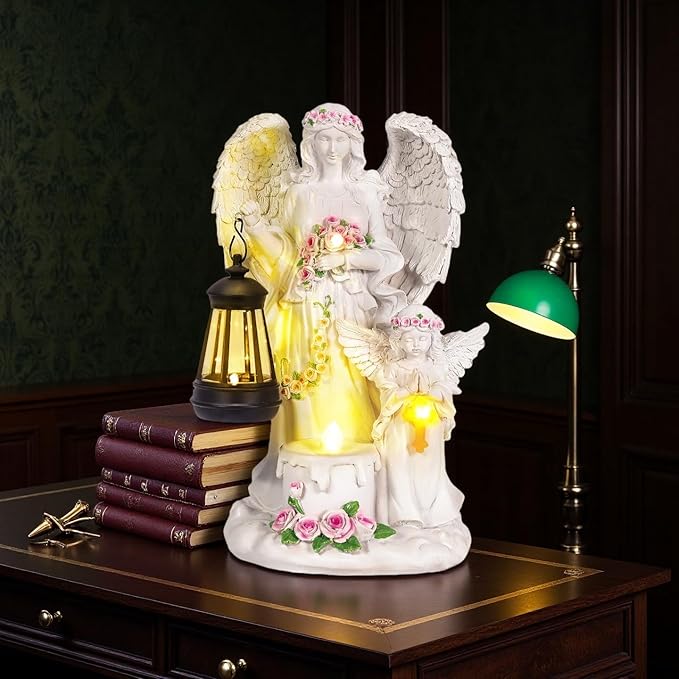 Angel Solar Lights Outdoor Garden, Angel Garden Statues Outdoor - Angel Statue for Patio, Lawn Or Garden Decor