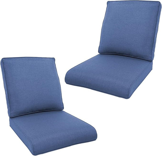 Outdoor Chair Cushions- 22 X 25 Inch High Density Sponge Patio Cushions Deep Seat Patio Furniture Cushions for Chair Sofa Couch-Blue/4 Piece