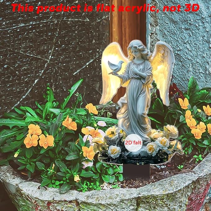 Garden Decor, Acrylic 2D Stake, Pot Plants Garden Yard Lawn Outdoor Fairy Statue Ornaments, Fairy Garden Accessories Decoration (Style D)