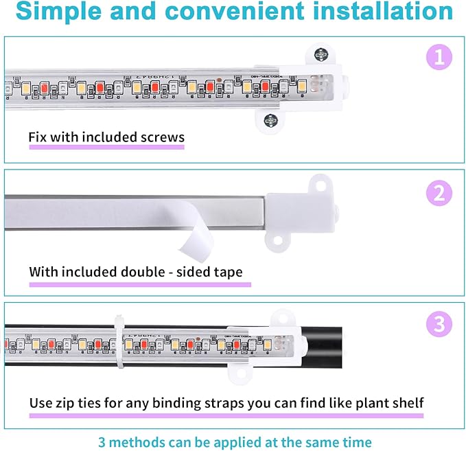 7.8'' Growing Lamp for Indoor Plants, Red & Blue & Yellow Full Spectrum, LED Grow Light Strips with 4/8/12H Timer,10 Dimmable Levels for Green House Succulent,4 Head
