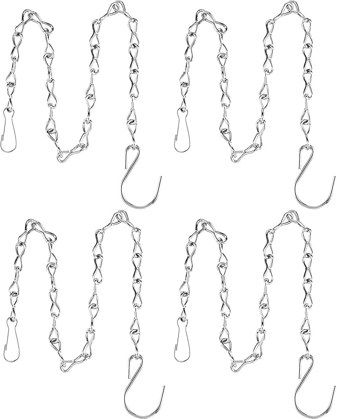Outus 4 Pack 19. 7 Inch White Hanging Chain for Bird Feeders, Planters, Lanterns, Wind Chimes, Decorative Ornaments and Birdbaths Basket Extender Chain Outdoor Indoor